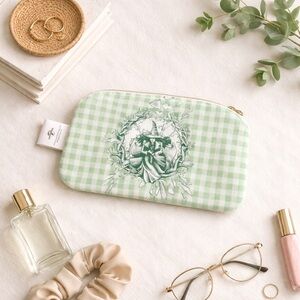 Wicked x Yoobi Reversible Pencil Pouch Pink Green Gingham — NWT